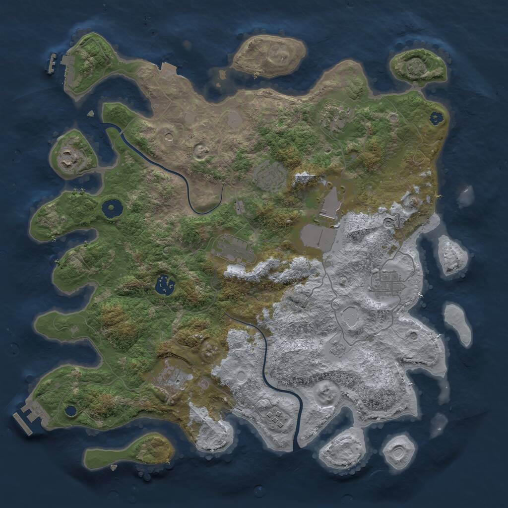Rust Map: Procedural Map, Size: 3850, Seed: 809702400, 15 Monuments