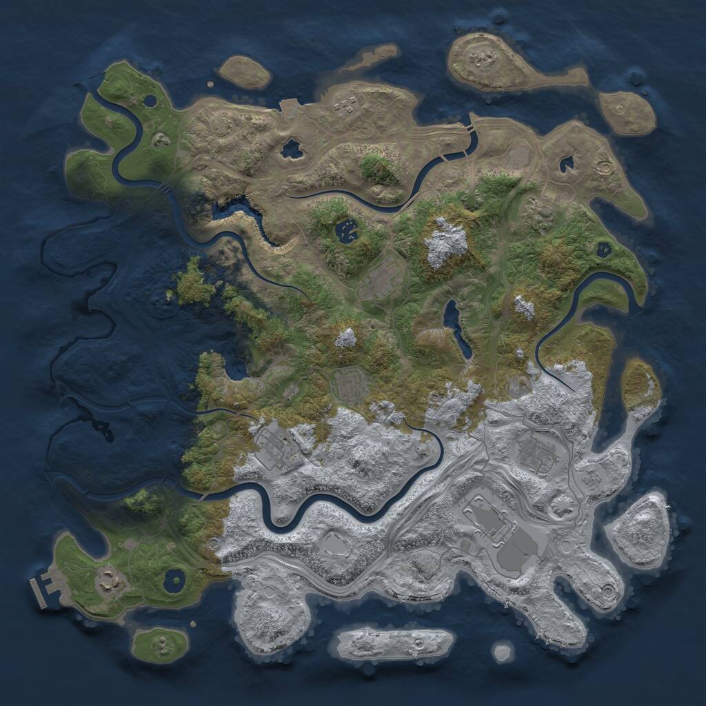 Rust Map: Procedural Map, Size: 4500, Seed: 1053778429, 14 Monuments