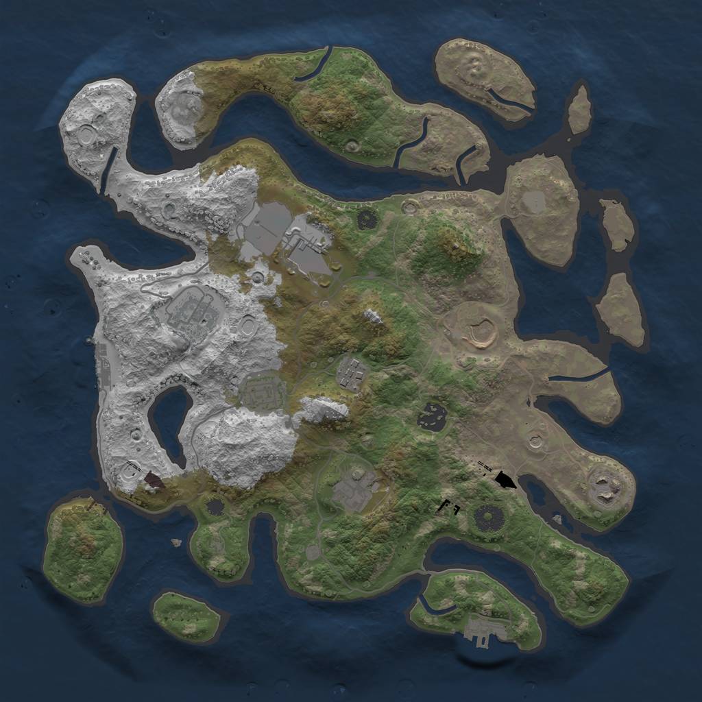 Rust Map: Procedural Map, Size: 3600, Seed: 3648, 16 Monuments