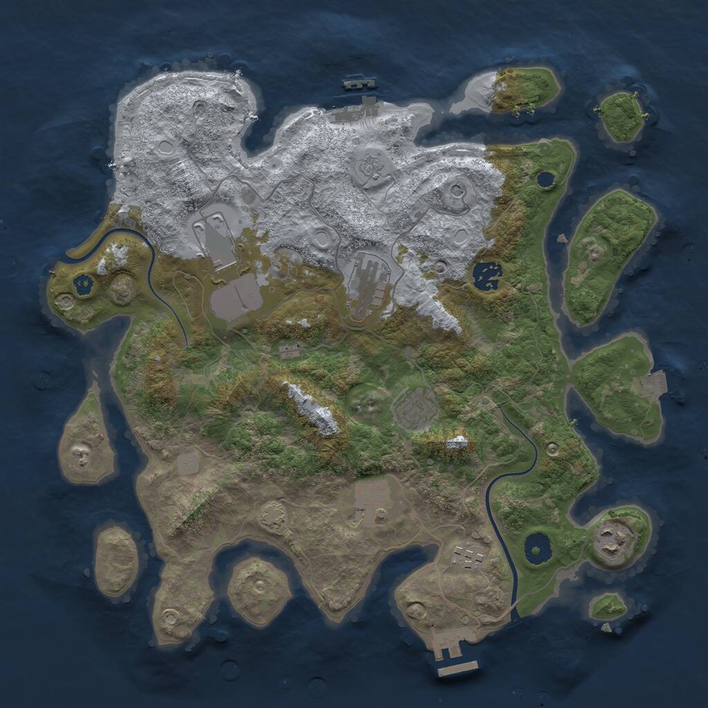 Rust Map: Procedural Map, Size: 3550, Seed: 488221, 13 Monuments