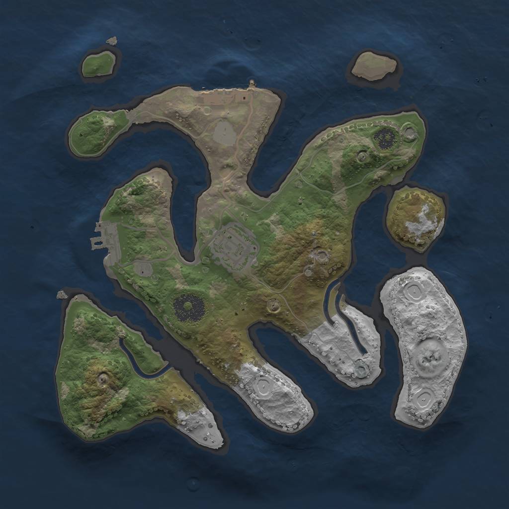 Rust Map: Procedural Map, Size: 2500, Seed: 724, 8 Monuments