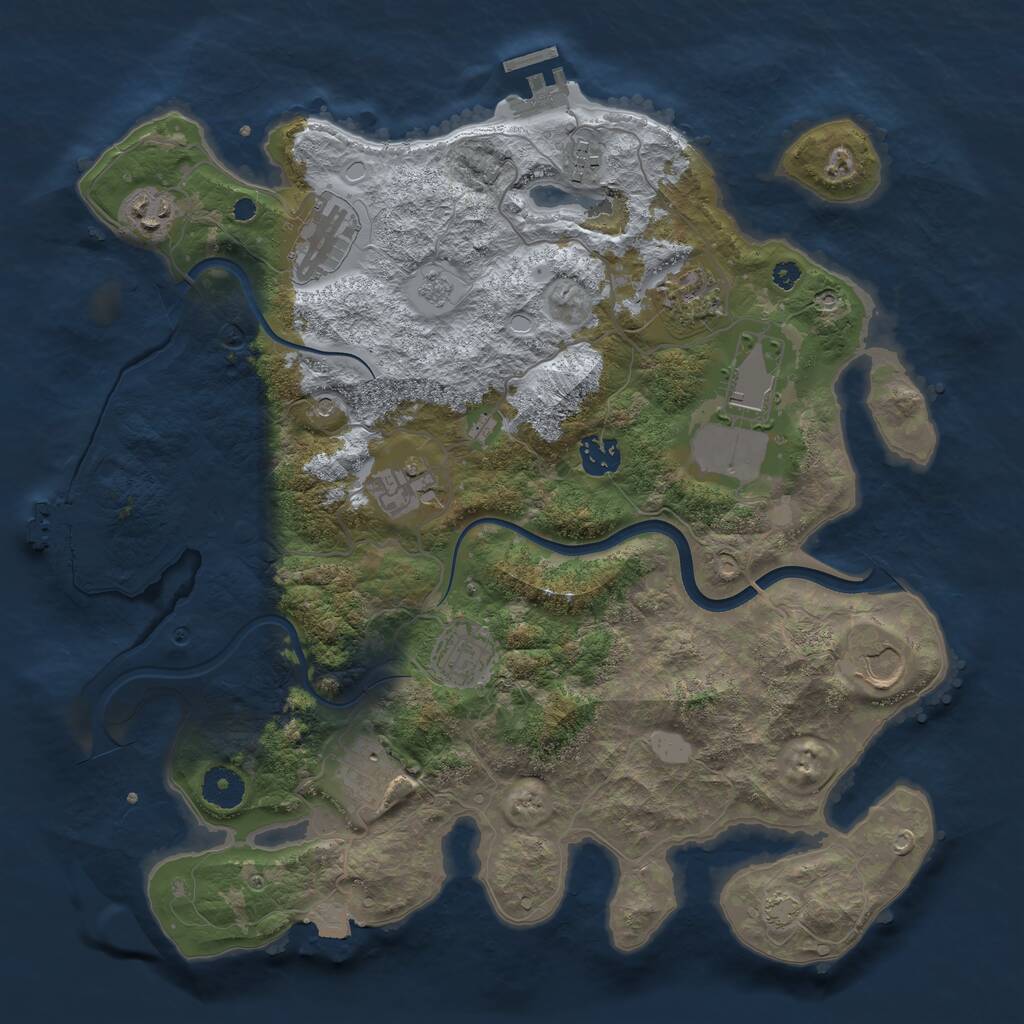 Rust Map: Procedural Map, Size: 3700, Seed: 301221, 16 Monuments