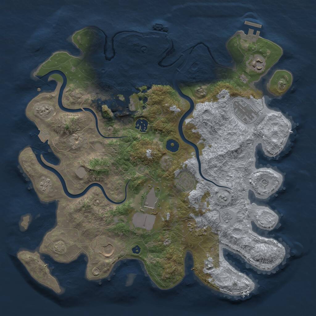 Rust Map: Procedural Map, Size: 3700, Seed: 5687568, 15 Monuments