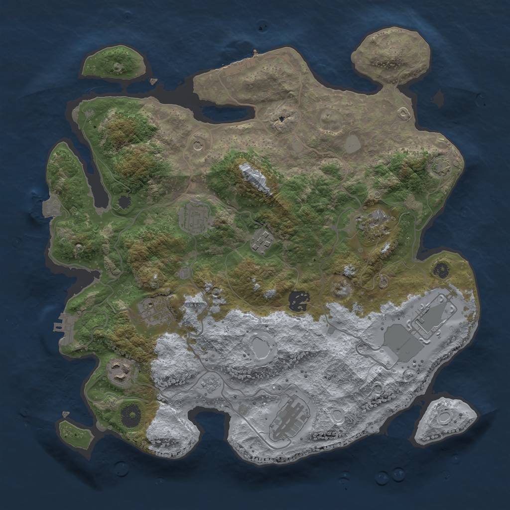 Rust Map: Procedural Map, Size: 3500, Seed: 54, 16 Monuments