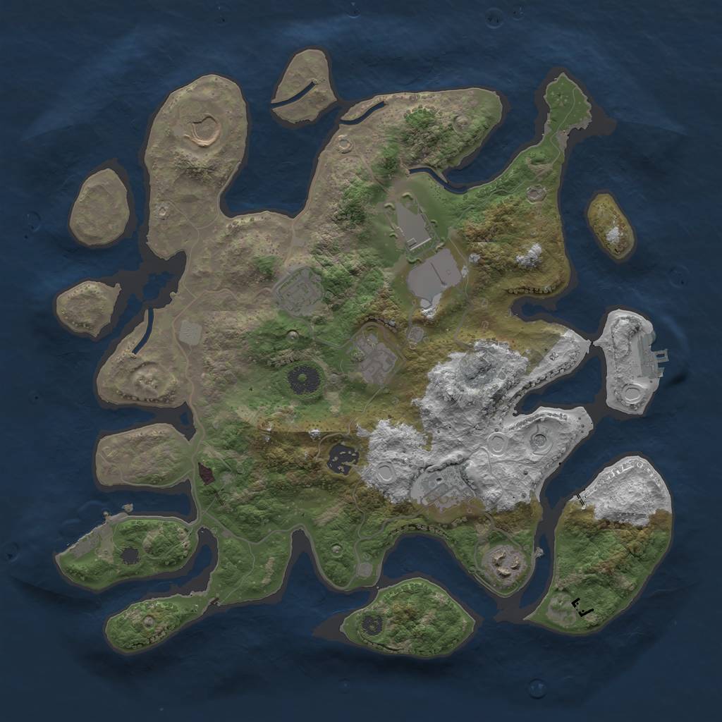 Rust Map: Procedural Map, Size: 3550, Seed: 728717, 15 Monuments