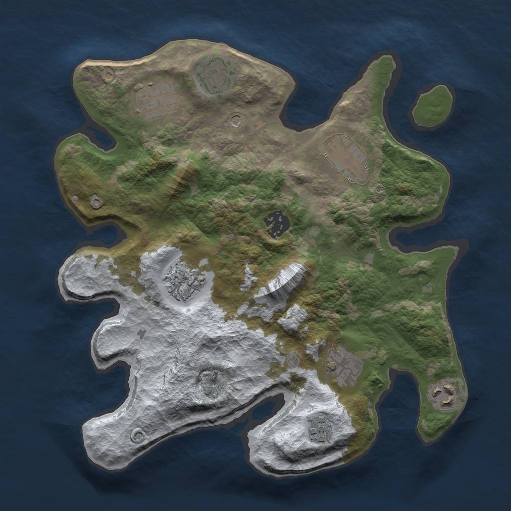 Rust Map: Barren, Size: 3000, Seed: 8956, 11 Monuments