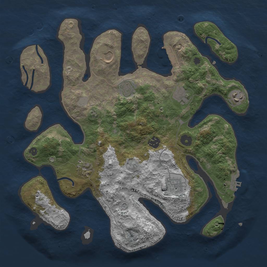 Rust Map: Procedural Map, Size: 3500, Seed: 2458, 15 Monuments