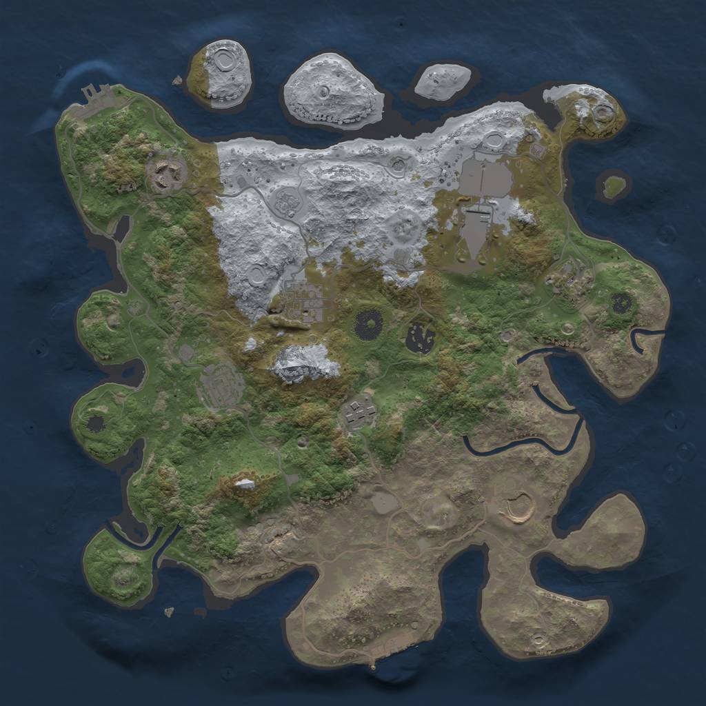 Rust Map: Procedural Map, Size: 3500, Seed: 394468, 17 Monuments