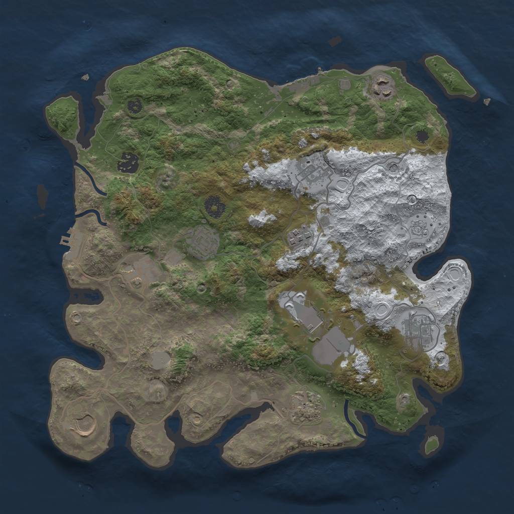 Rust Map: Procedural Map, Size: 3550, Seed: 765786, 19 Monuments