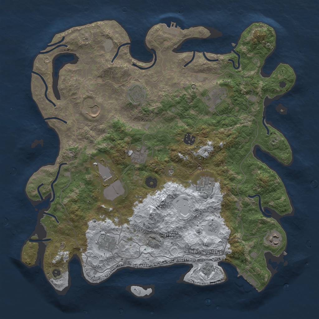 Rust Map: Procedural Map, Size: 4000, Seed: 1415565870, 19 Monuments