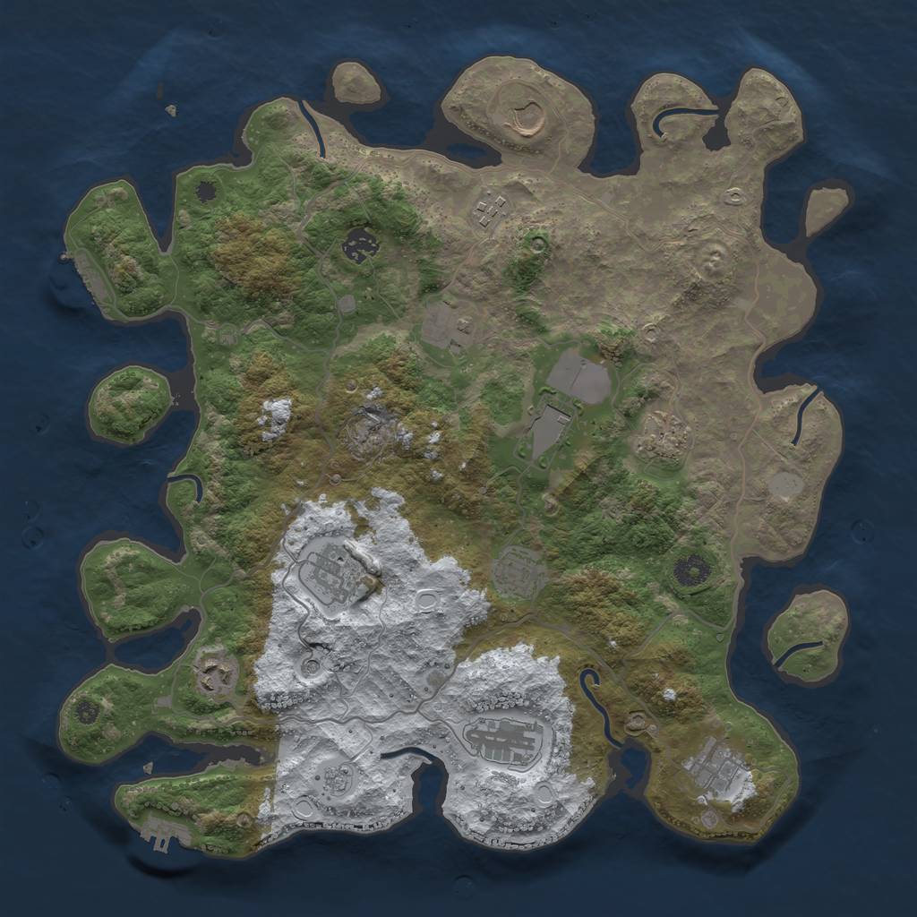 Rust Map: Procedural Map, Size: 4000, Seed: 45637, 20 Monuments