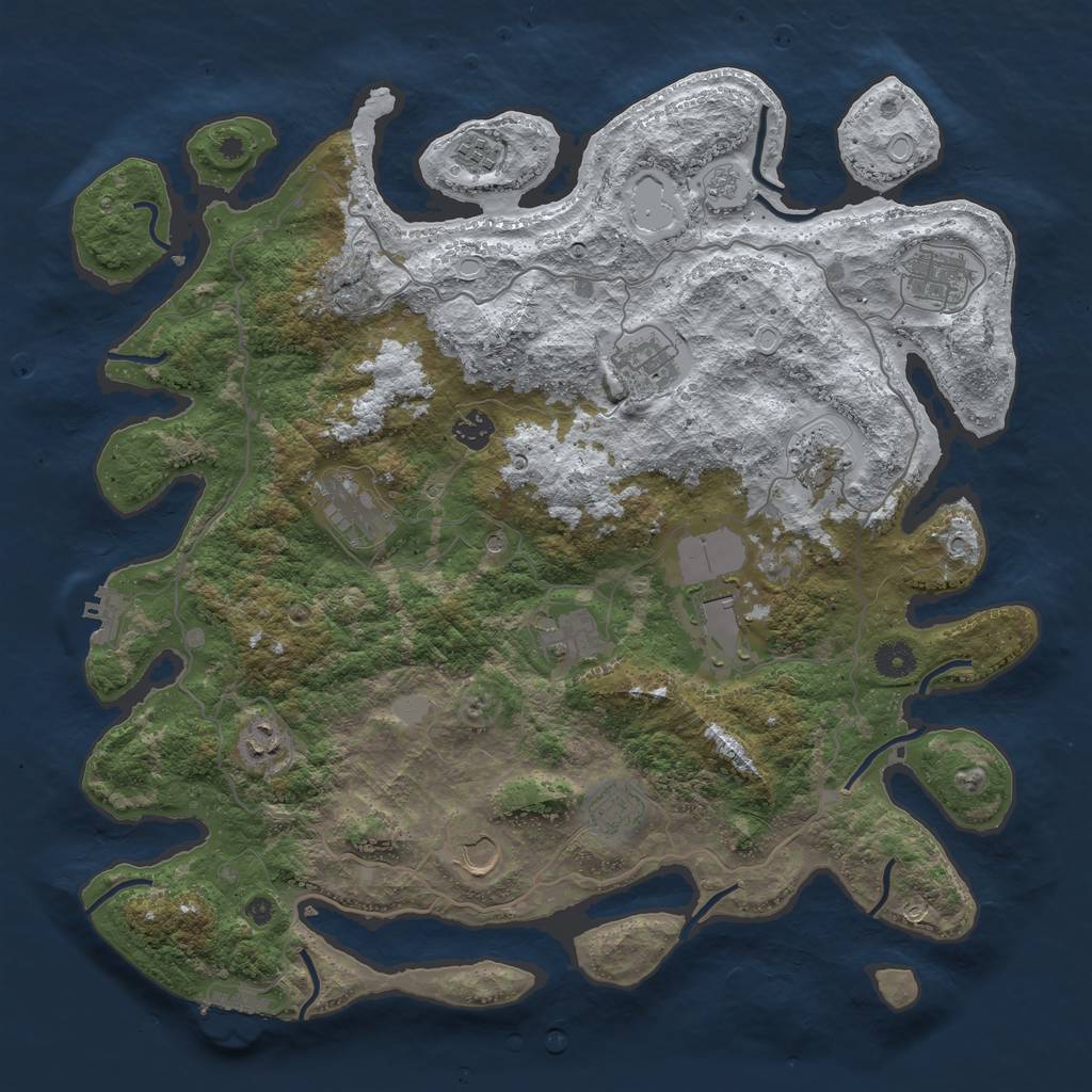 Rust Map: Procedural Map, Size: 4200, Seed: 410917390, 20 Monuments