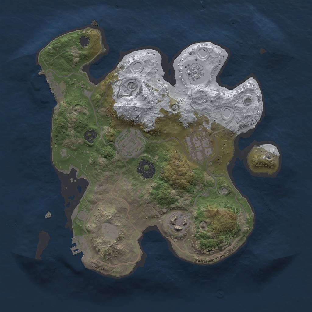 Rust Map: Procedural Map, Size: 2500, Seed: 121315421, 12 Monuments