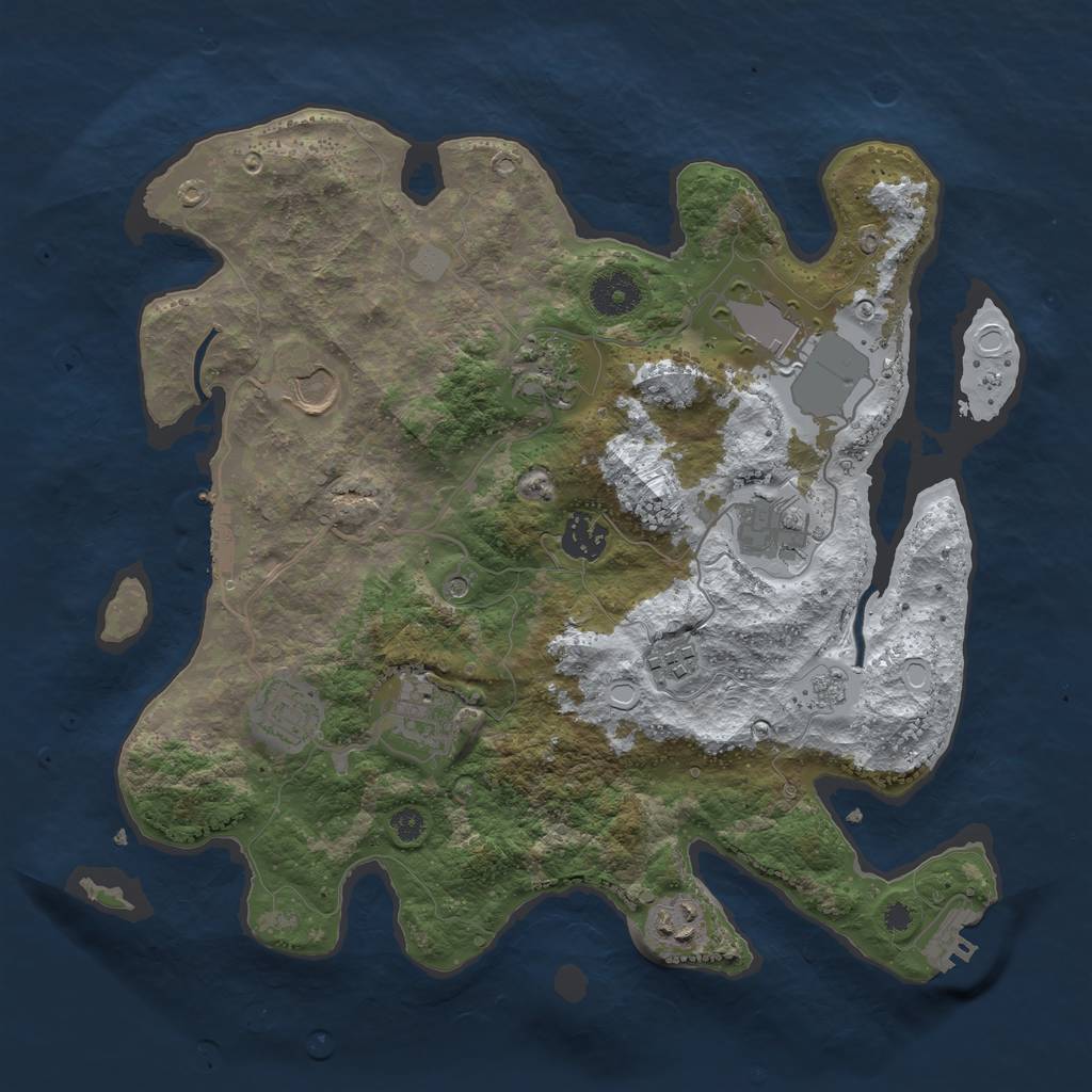 Rust Map: Procedural Map, Size: 3500, Seed: 22233, 18 Monuments