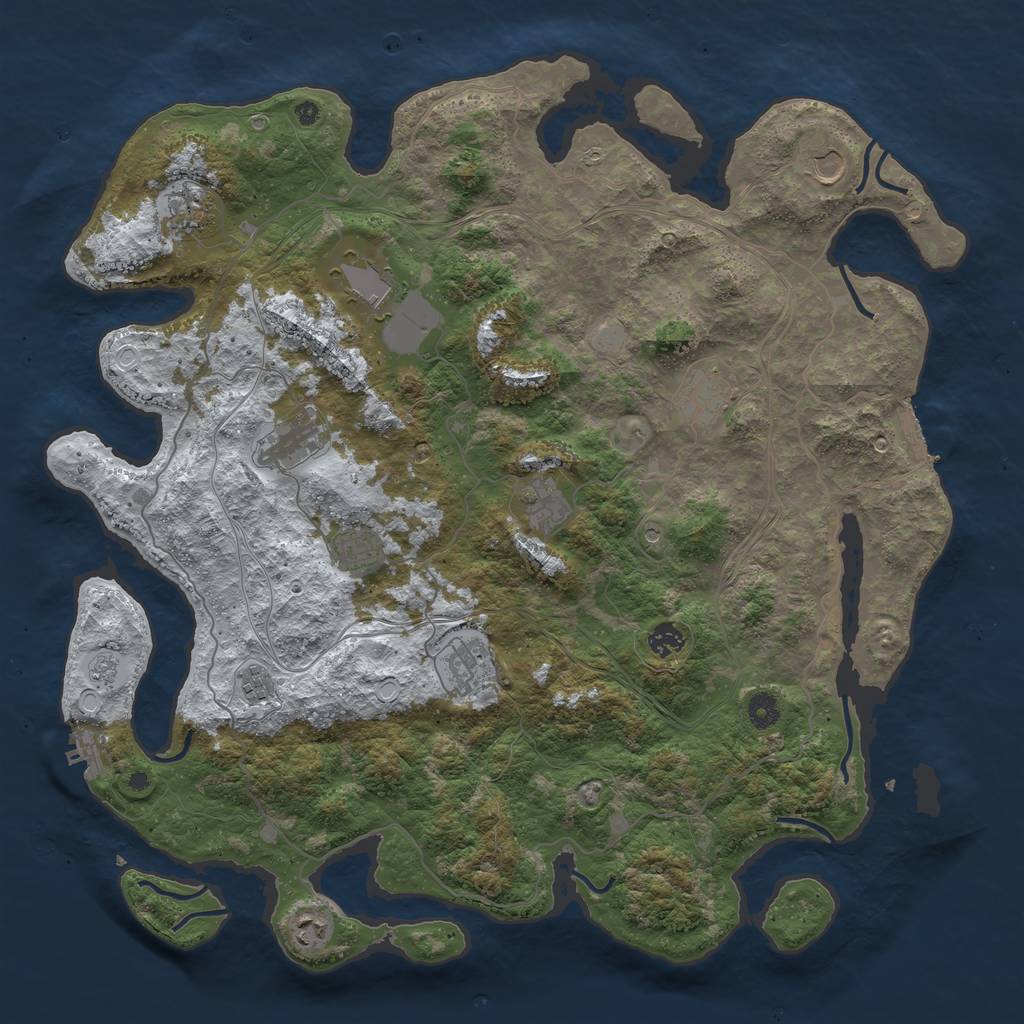 Rust Map: Procedural Map, Size: 4500, Seed: 1001001, 20 Monuments