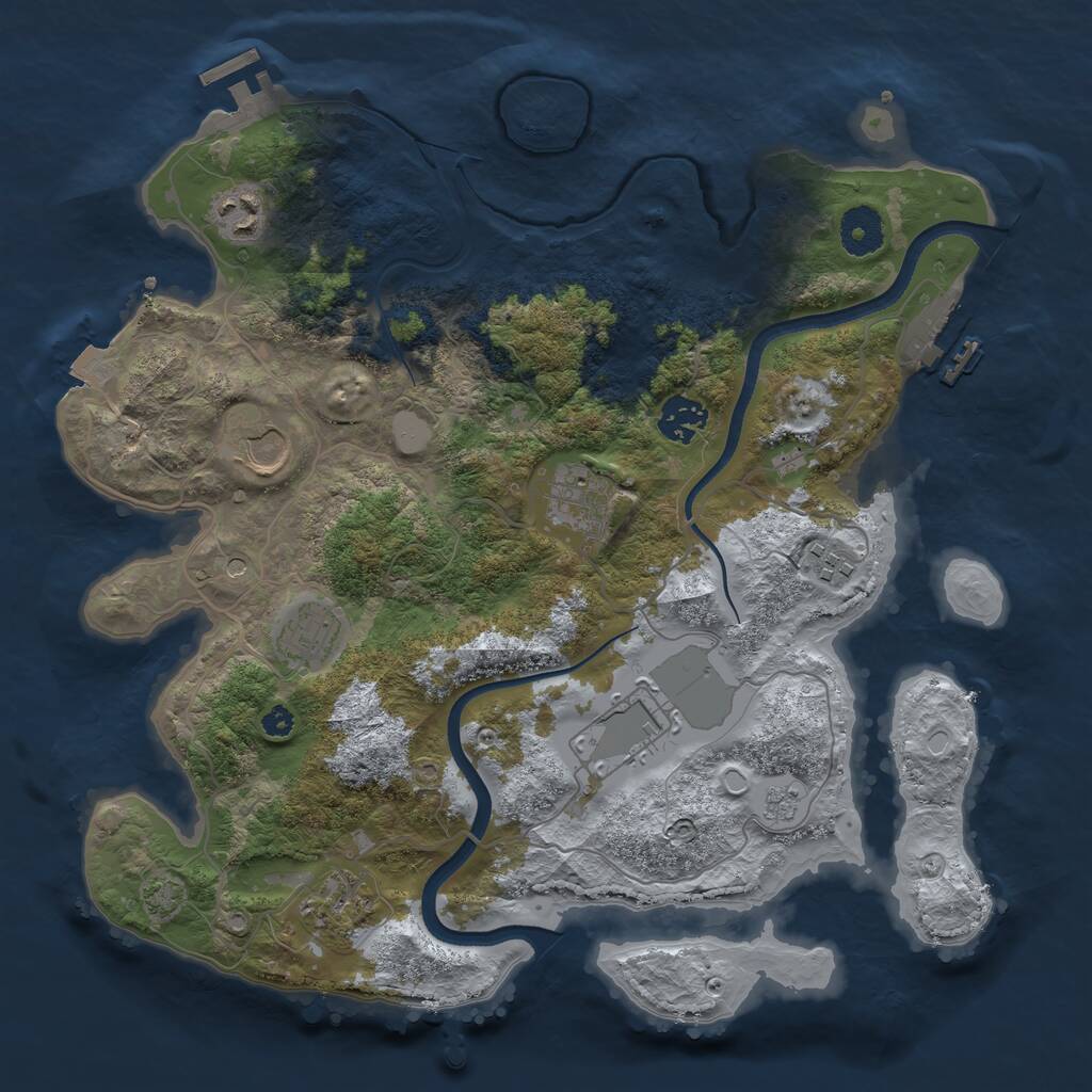 Rust Map: Procedural Map, Size: 3500, Seed: 6437225, 14 Monuments