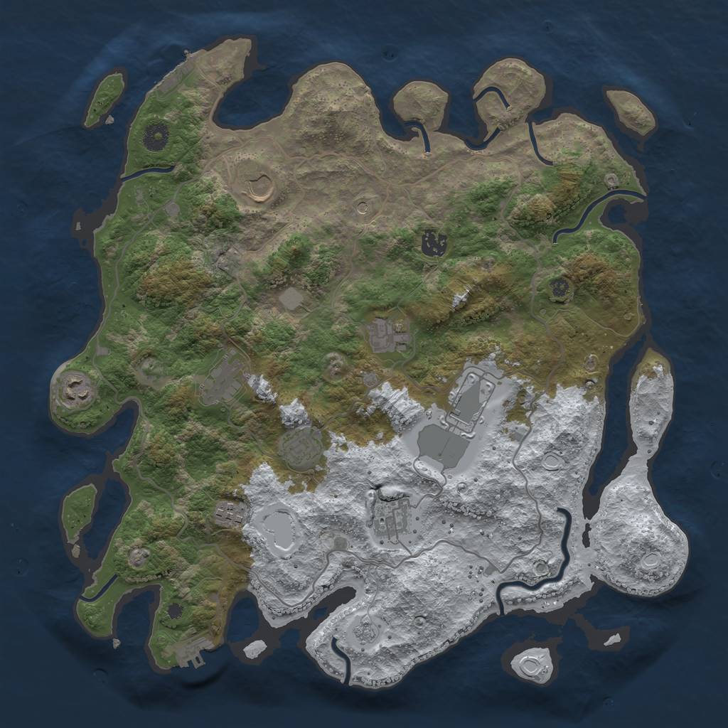 Rust Map: Procedural Map, Size: 4000, Seed: 798802, 18 Monuments