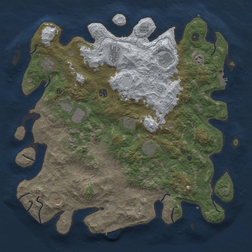 Rust Map: Procedural Map, Size: 4500, Seed: 1517570603, 20 Monuments