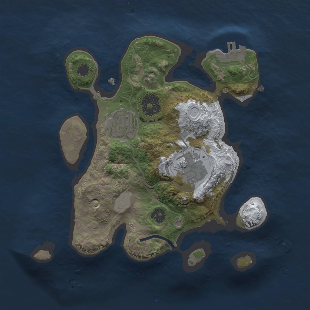 Rust Map: Procedural Map, Size: 2250, Seed: 46423, 8 Monuments