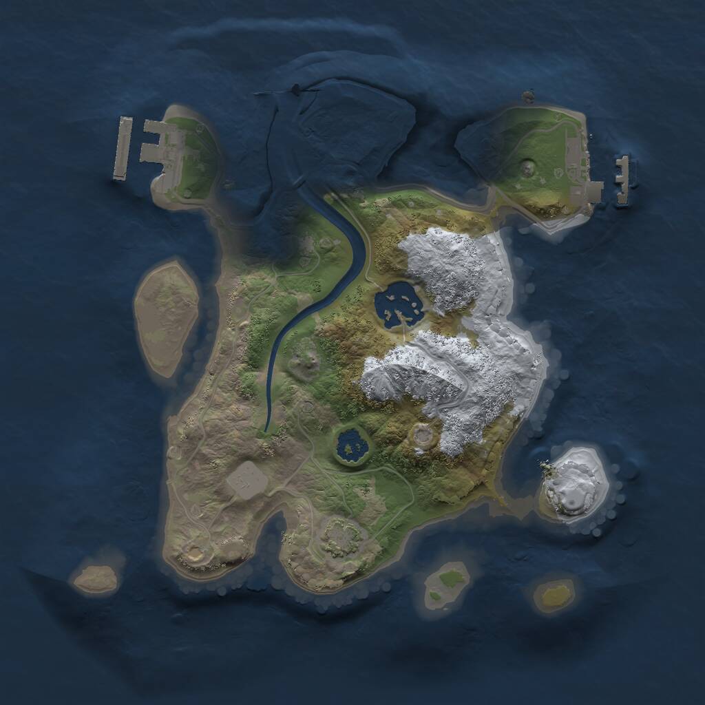 Rust Map: Procedural Map, Size: 2250, Seed: 46423, 5 Monuments