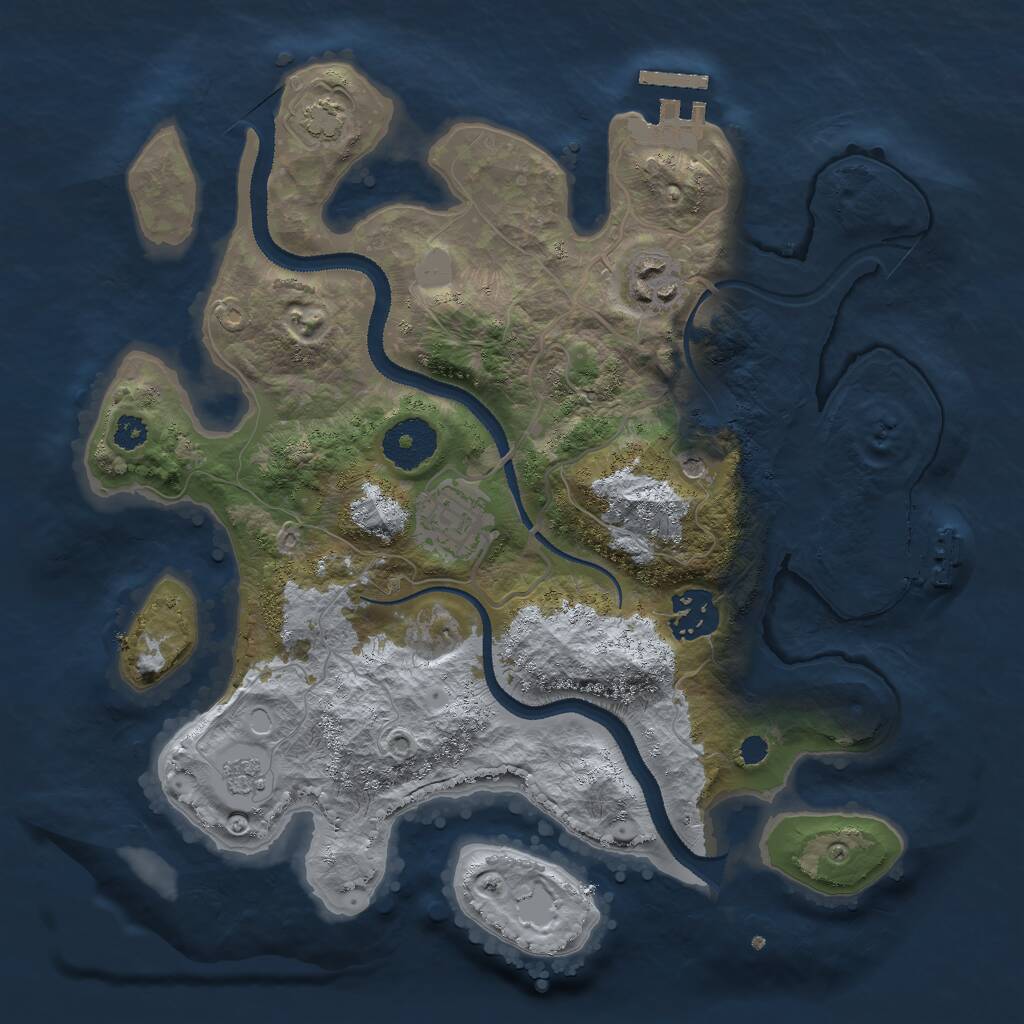 Rust Map: Procedural Map, Size: 3000, Seed: 7734515, 9 Monuments