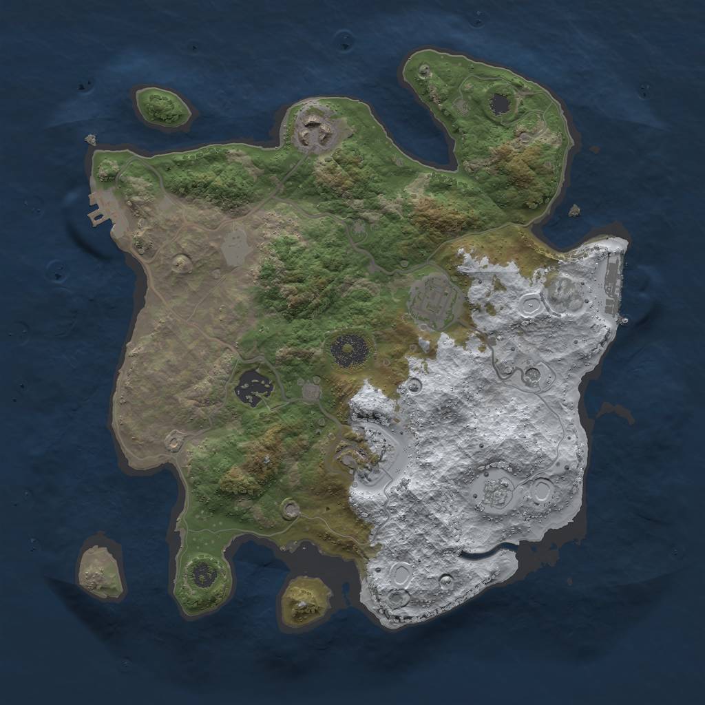 Rust Map: Procedural Map, Size: 3000, Seed: 44, 13 Monuments