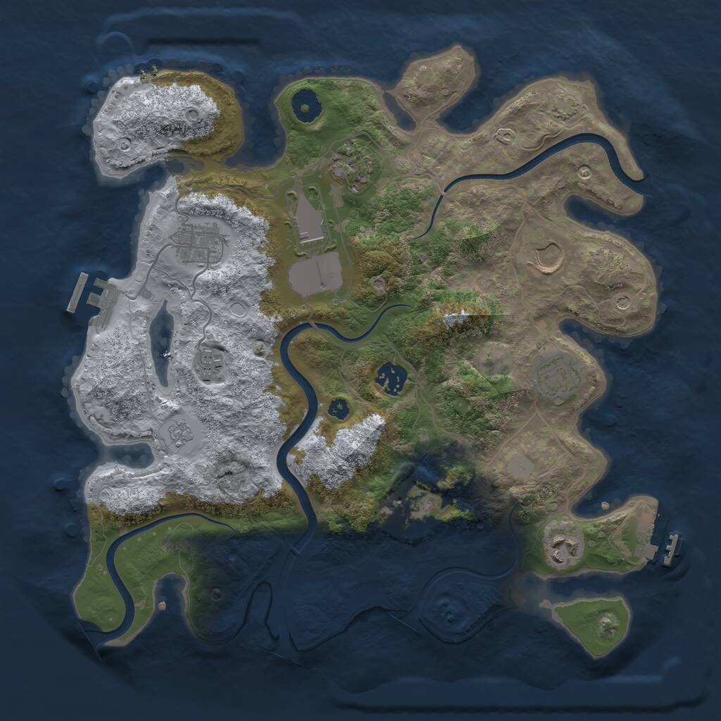 Rust Map: Procedural Map, Size: 3500, Seed: 2099313582, 15 Monuments