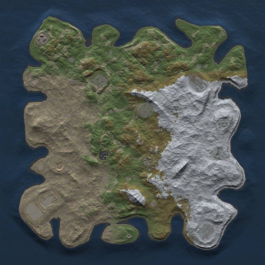 Rust Map: Barren, Size: 4250, Seed: 30122021, 13 Monuments