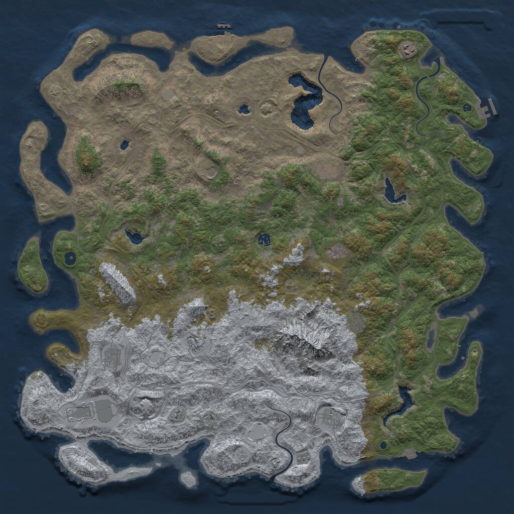 Rust Map: Procedural Map, Size: 6000, Seed: 21219697, 17 Monuments