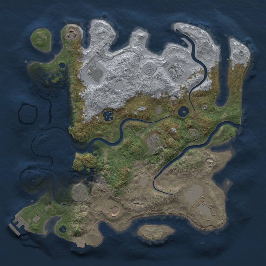 Rust Map: Procedural Map, Size: 3700, Seed: 5119840, 14 Monuments