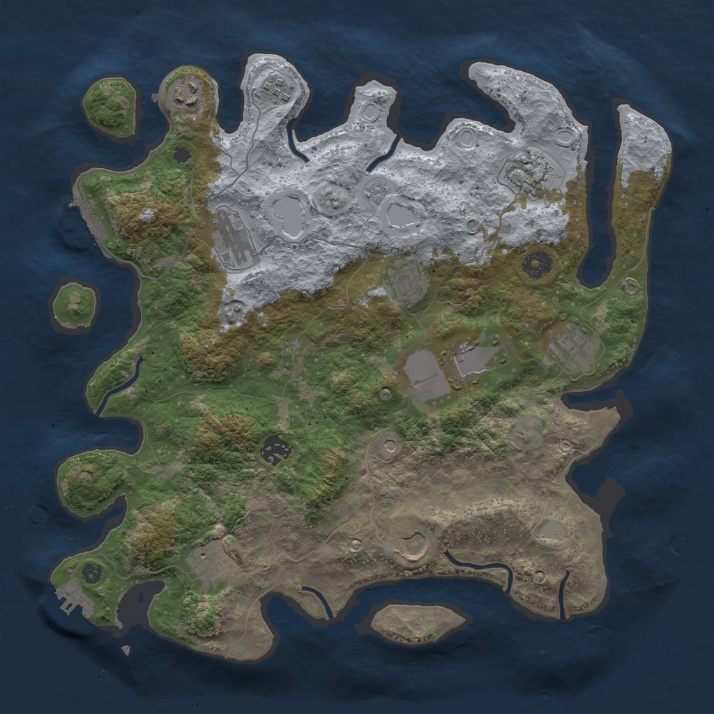 Rust Map: Procedural Map, Size: 3700, Seed: 5119840, 17 Monuments