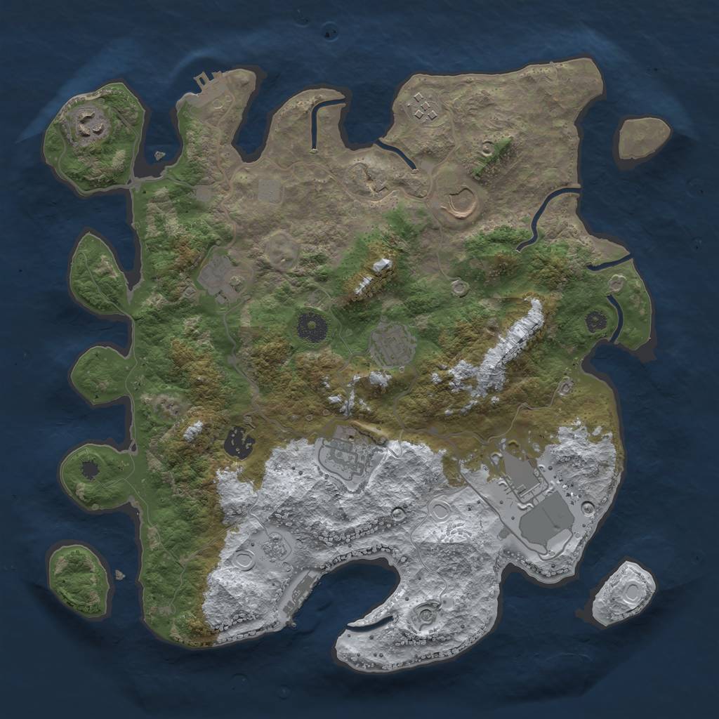 Rust Map: Procedural Map, Size: 3550, Seed: 335951, 17 Monuments