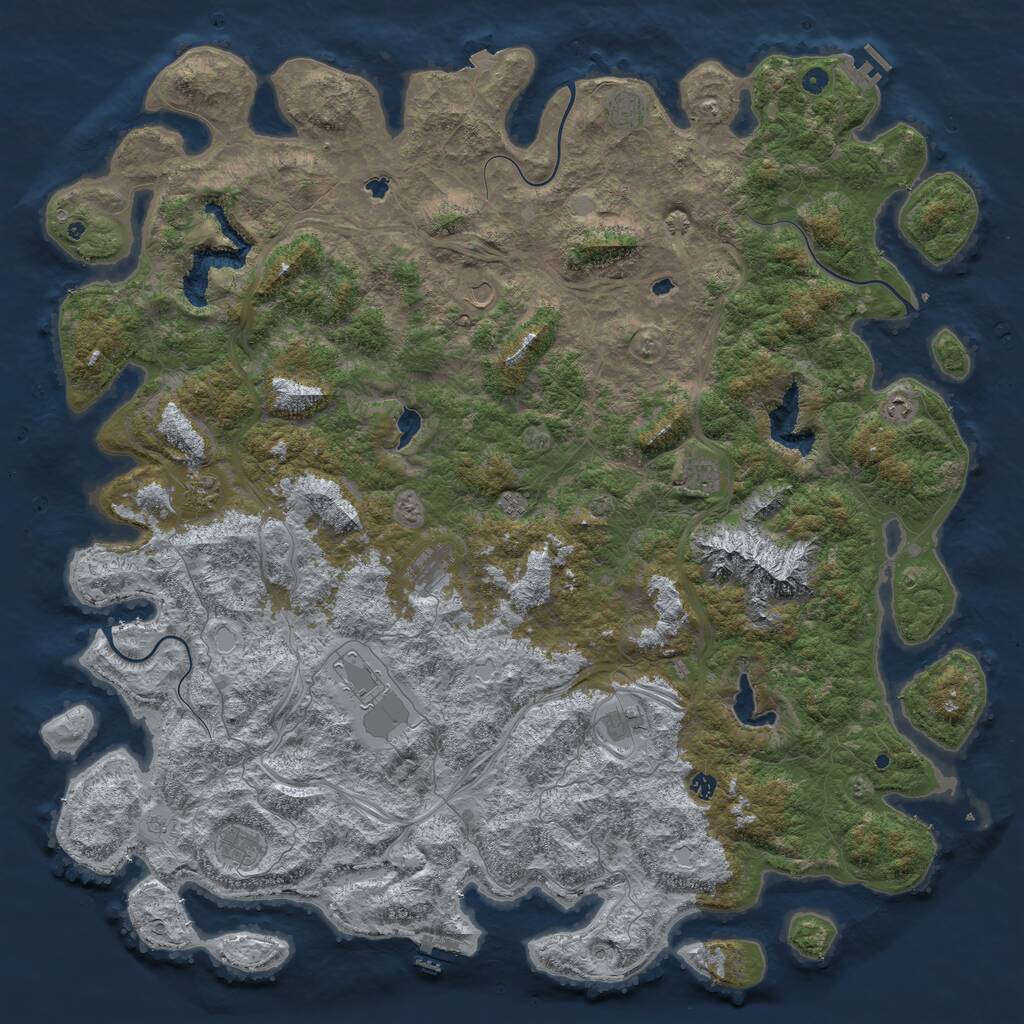 Rust Map: Procedural Map, Size: 6000, Seed: 781615995, 17 Monuments