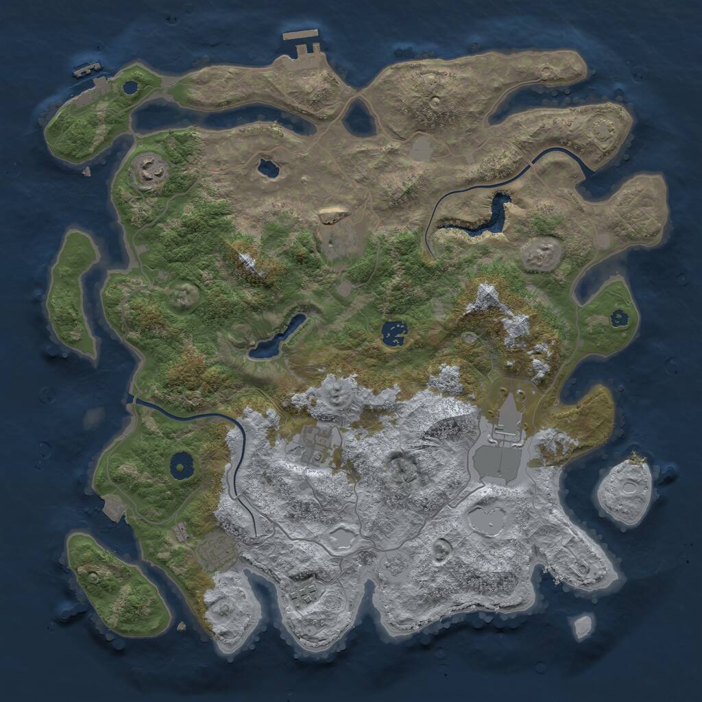 Rust Map: Procedural Map, Size: 4000, Seed: 7243752, 12 Monuments