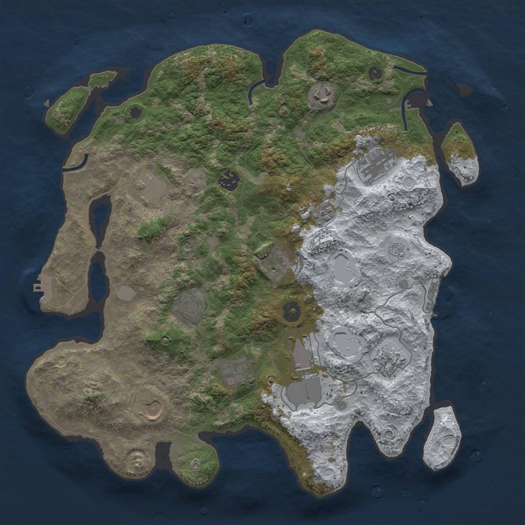 Rust Map: Procedural Map, Size: 3950, Seed: 553242600, 20 Monuments