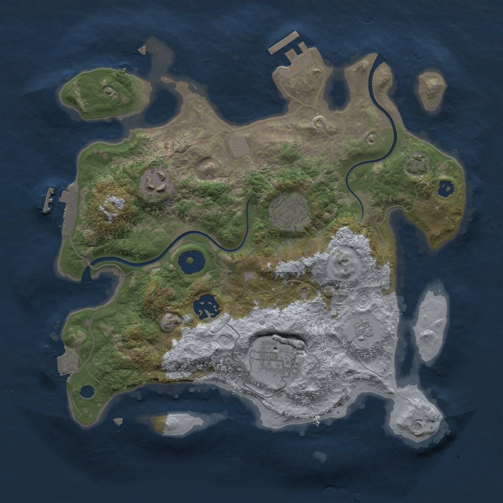 Rust Map: Procedural Map, Size: 3000, Seed: 329919551, 9 Monuments