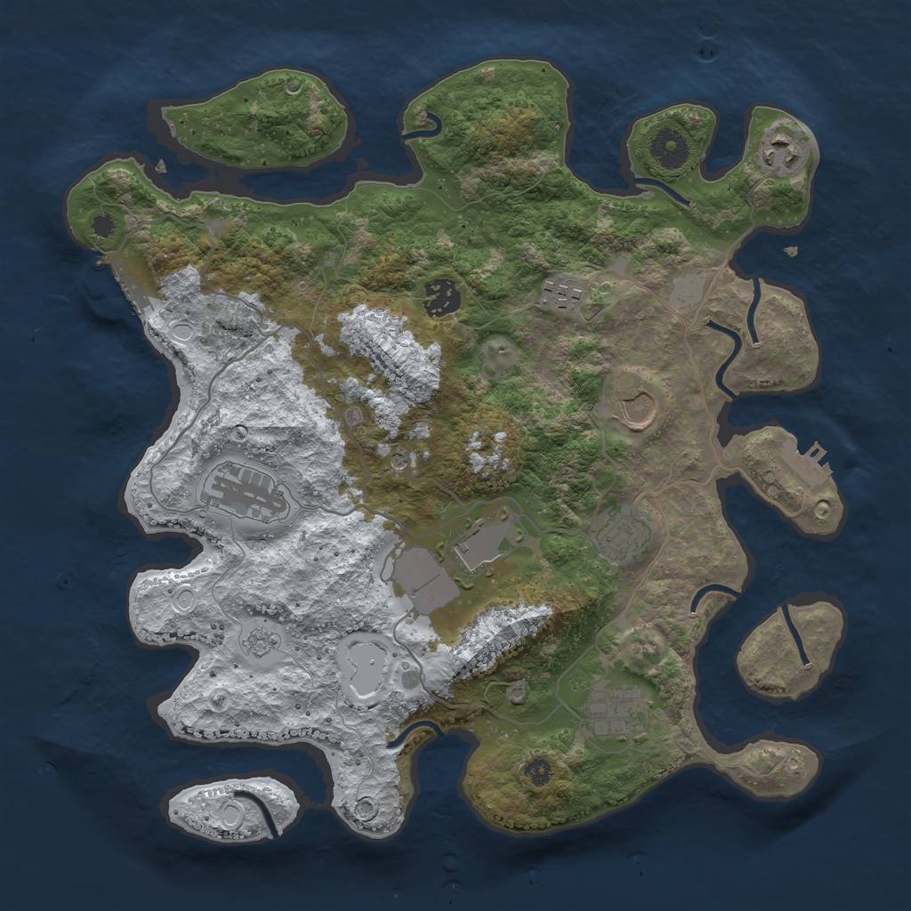 Rust Map: Procedural Map, Size: 3550, Seed: 934947, 17 Monuments