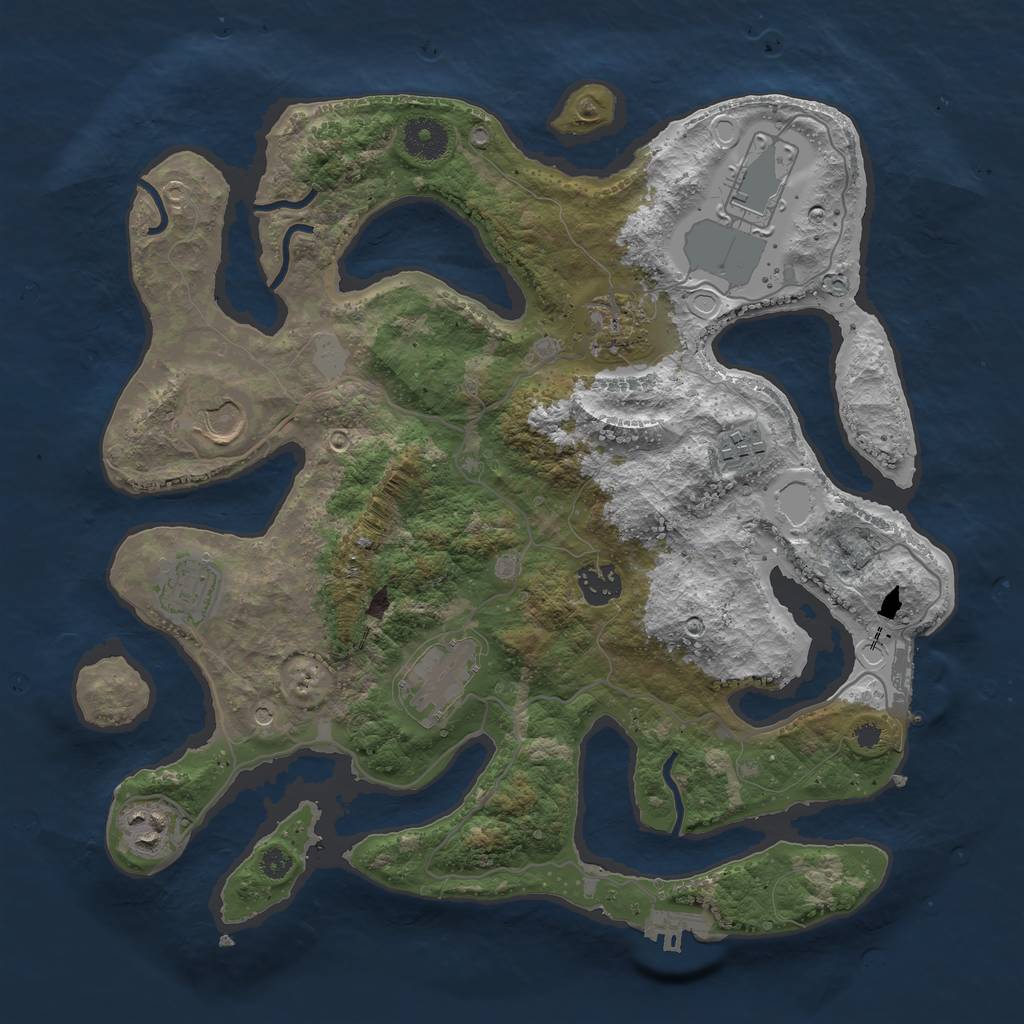 Rust Map: Procedural Map, Size: 3550, Seed: 346071, 16 Monuments