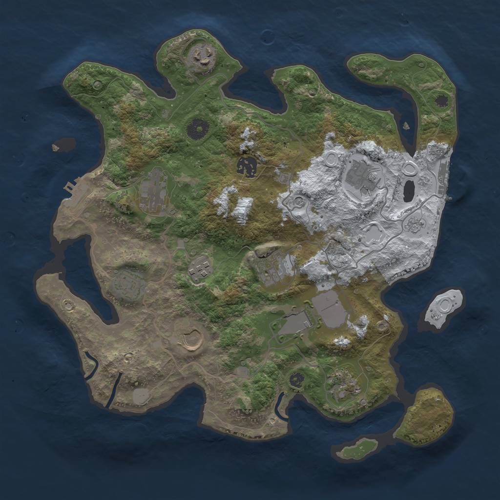 Rust Map: Procedural Map, Size: 3500, Seed: 484, 19 Monuments