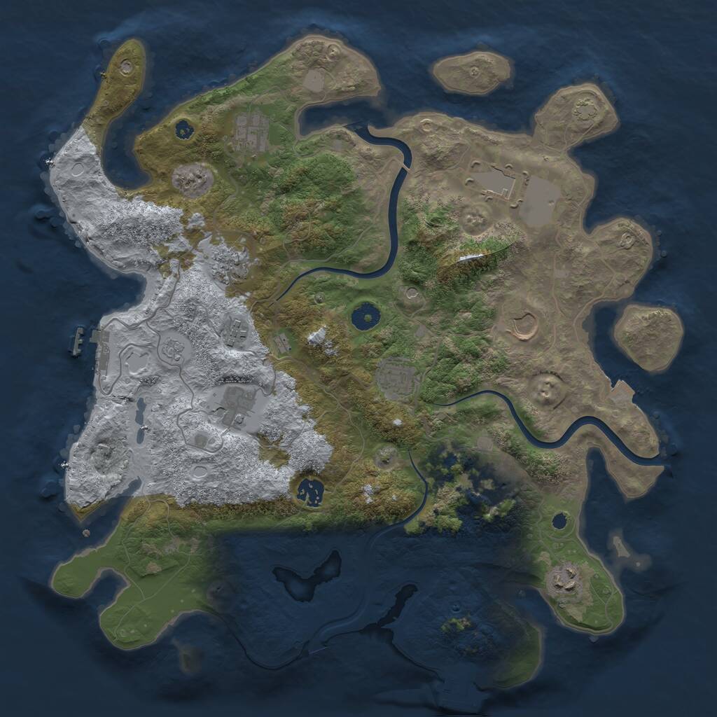 Rust Map: Procedural Map, Size: 3950, Seed: 4445, 16 Monuments