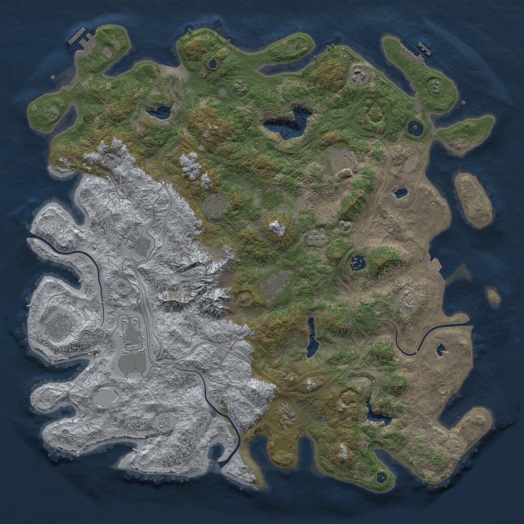 Rust Map: Procedural Map, Size: 5000, Seed: 1234567892, 16 Monuments