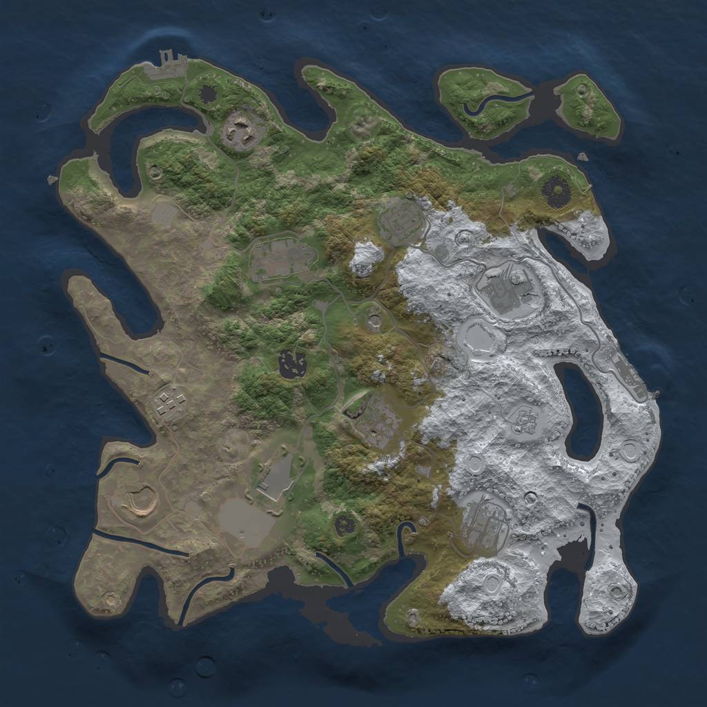 Rust Map: Procedural Map, Size: 3500, Seed: 1475363091, 19 Monuments