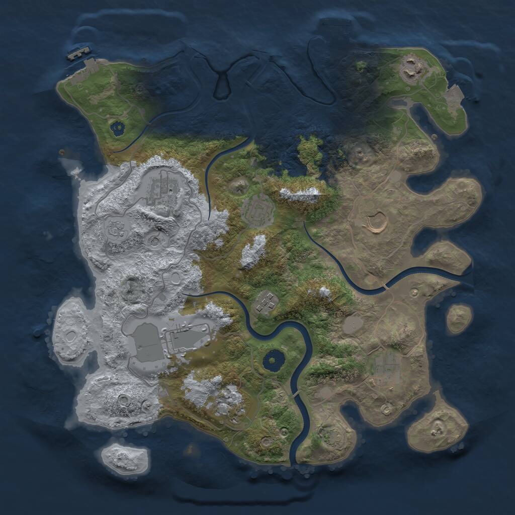Rust Map: Procedural Map, Size: 3550, Seed: 632838, 14 Monuments