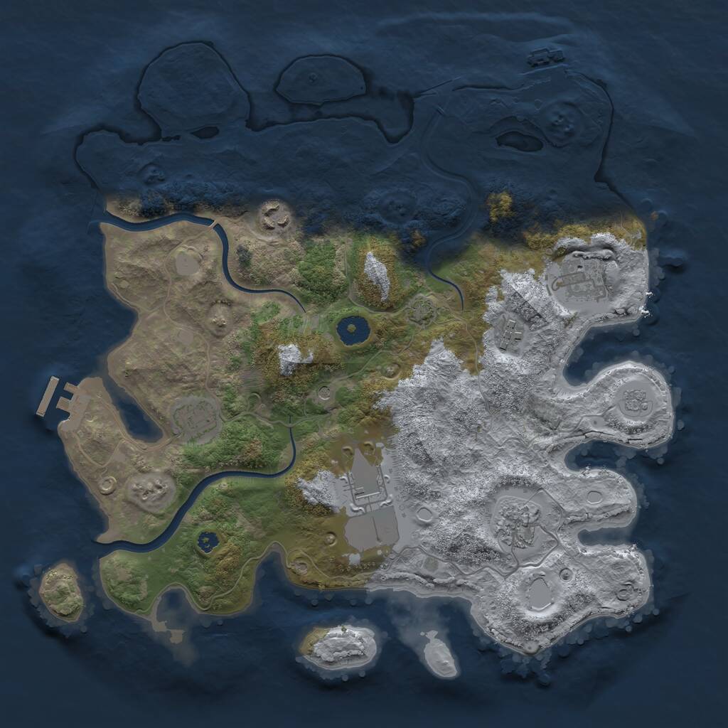 Rust Map: Procedural Map, Size: 3550, Seed: 623810, 12 Monuments