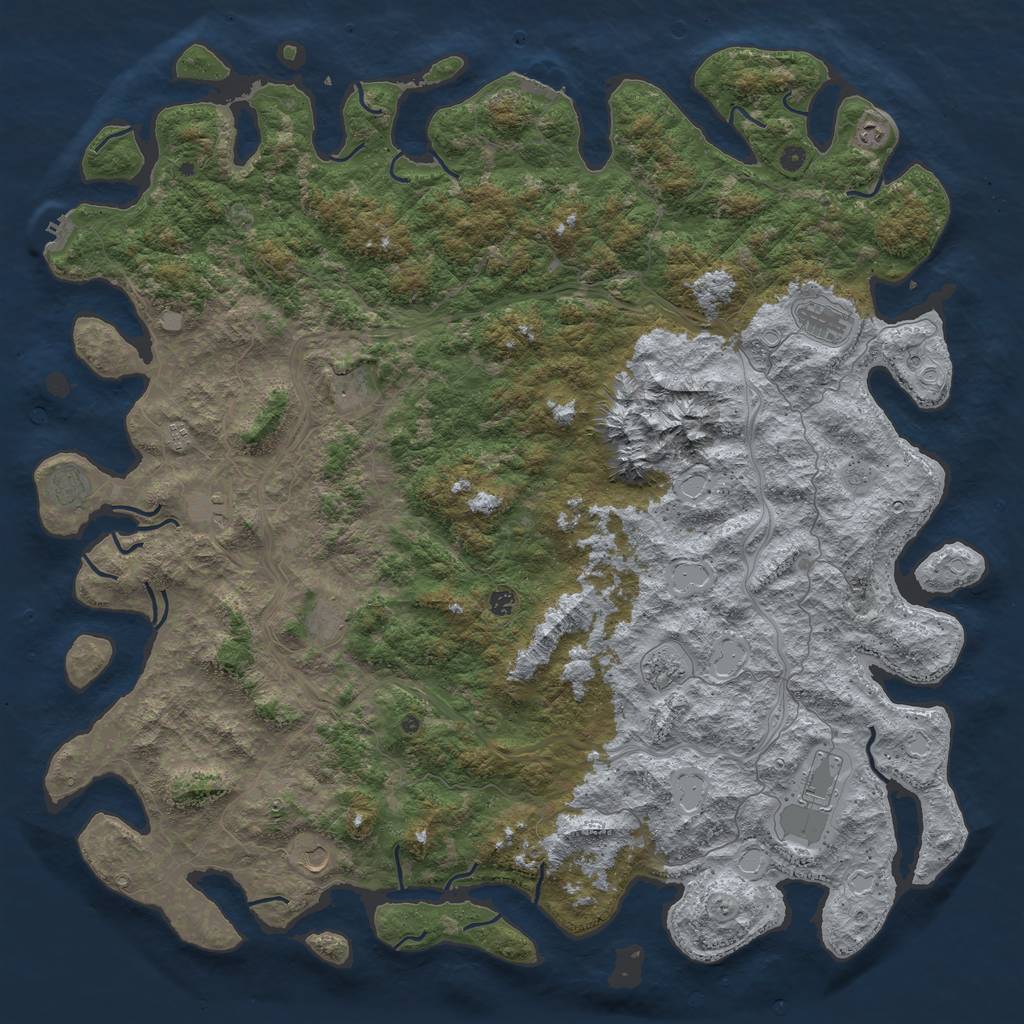 Rust Map: Procedural Map, Size: 6000, Seed: 1012468686, 20 Monuments