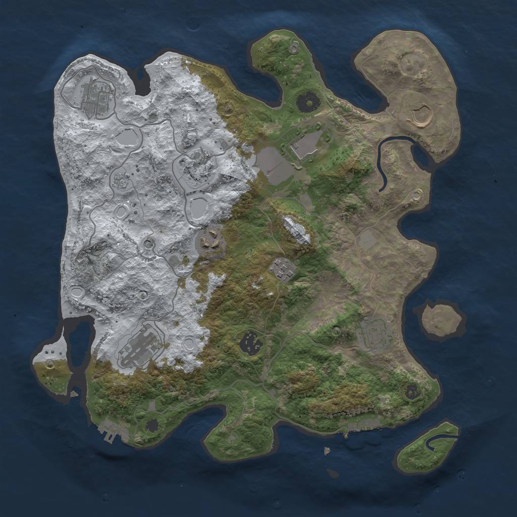 Rust Map: Procedural Map, Size: 3500, Seed: 2007995610, 18 Monuments