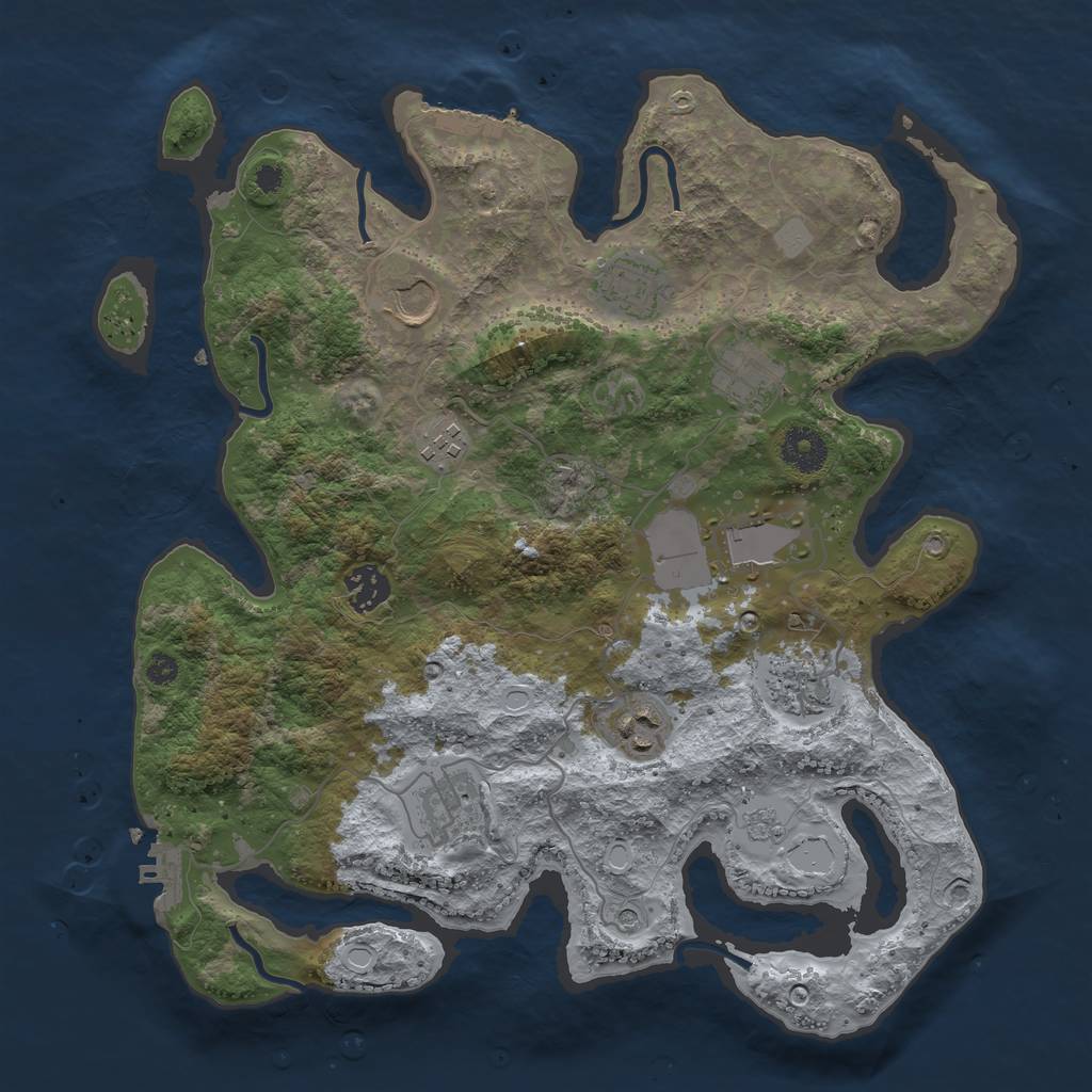 Rust Map: Procedural Map, Size: 3550, Seed: 485681, 18 Monuments