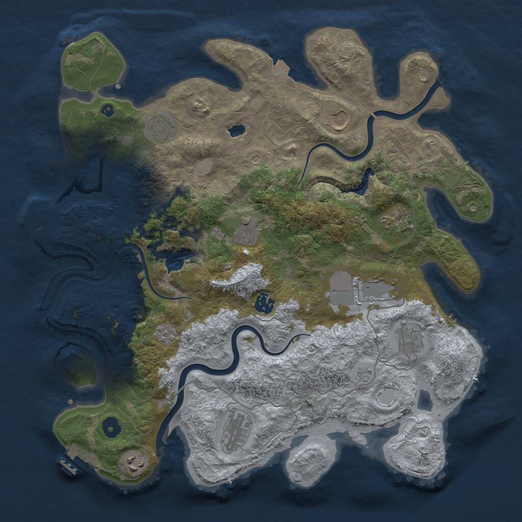 Rust Map: Procedural Map, Size: 4000, Seed: 988, 16 Monuments