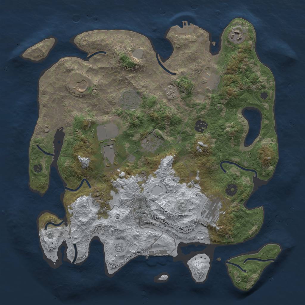 Rust Map: Procedural Map, Size: 3700, Seed: 71224, 19 Monuments