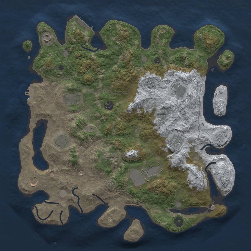 Rust Map: Procedural Map, Size: 4000, Seed: 124511, 19 Monuments